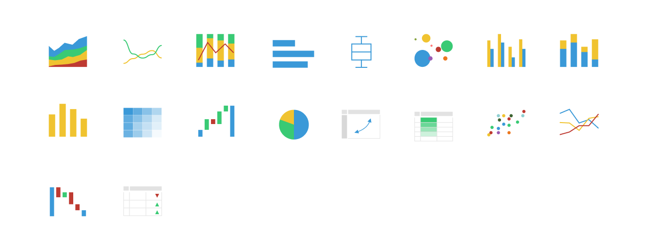 Icon set for selecting charts.